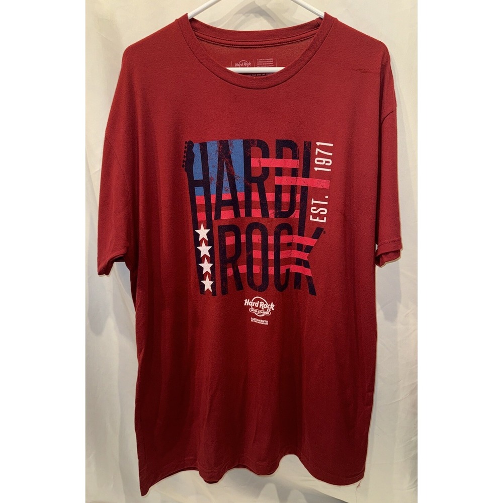 Hard Rock Casino Hotel T-Shirt‎ American Flag Sacramento California Size XL